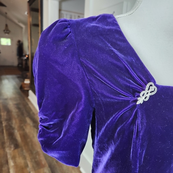 Cachet By Bari Protas Vintage Velvet Dress Purple With Shoulder Pads - Picture 5 of 10